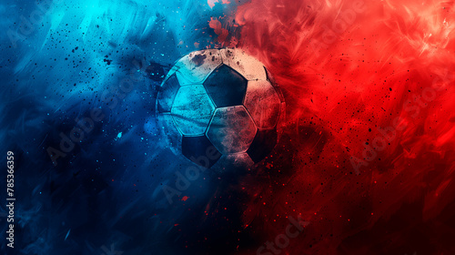 Soccer wallpaper with a ball in front of a blue and red wall photo