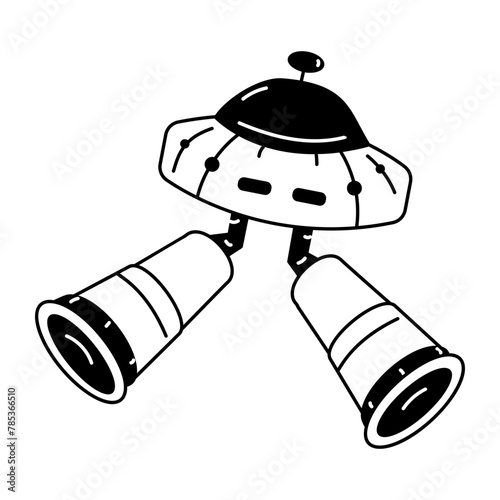 Editable glyph icon of a flying saucer 