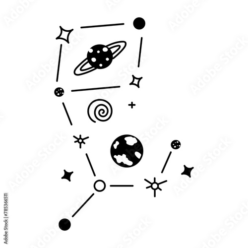 Ready to use doodle icon of constellation