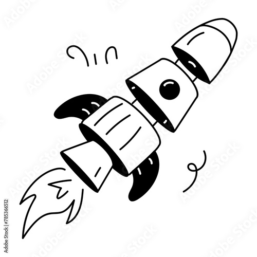 Download doodle icon depicting rocket launch 