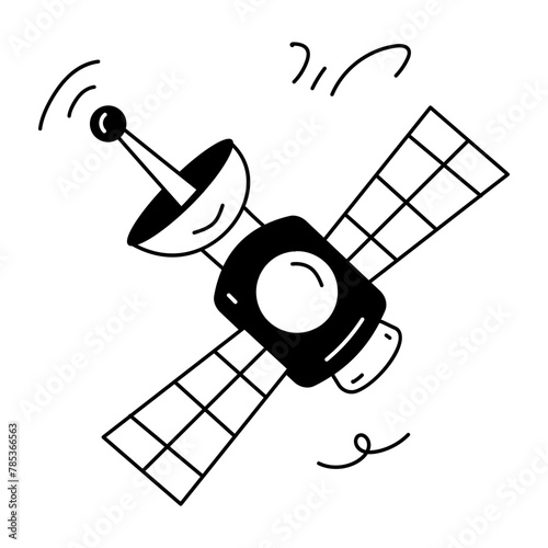 Check out doodle icon of an artificial satellite 