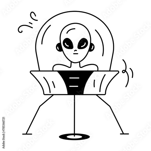 Ready to use doodle icon of alien transport 