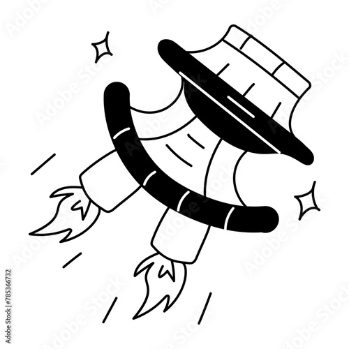 Check out doodle icon of a spaceship 