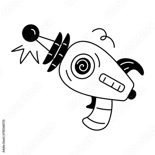 Modern doodle icon of an alien gun