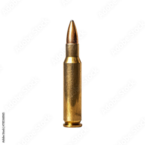 Close-up of a Single Rifle Bullet  Symbolizing Security and Defense Concepts.