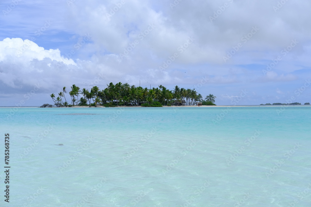 A scenic view of the blue lagoon of Rangiroa. French Polynesia - November 9, 2022. A scenic view of the blue lagoon of Rangiroa. French Polynesia - November 9, 2022.
