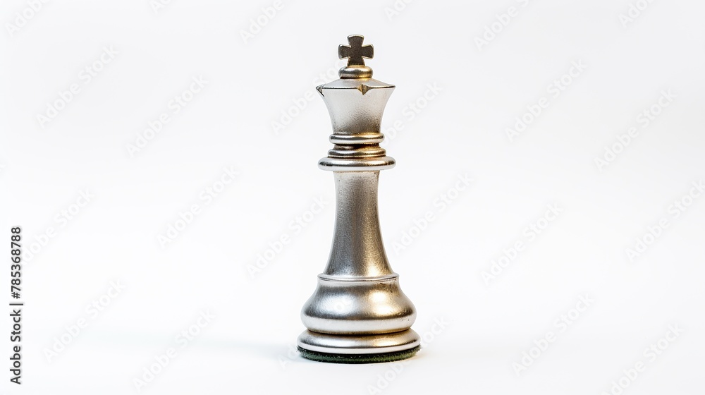 Silver chess king isolated on white background