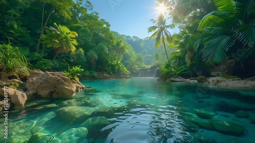 Idyllic Emerald Lagoon Oasis - Serene and Untouched. Concept Nature Photography  Peaceful Landscapes  Remote Destinations