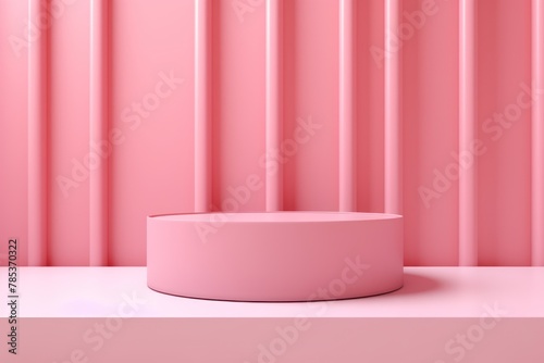 Pink minimal background with cylinder pedestal podium for product display presentation mock up in 3d rendering illustration