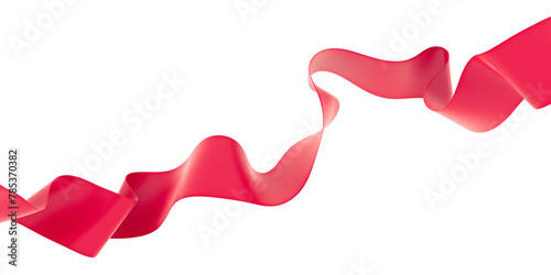 Curly fly red ribbon on an isolated background. 3d render