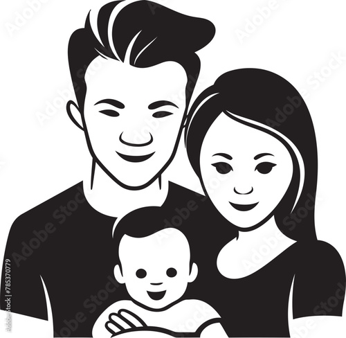 Vectorized Togetherness Husband, Wife, and Children Together