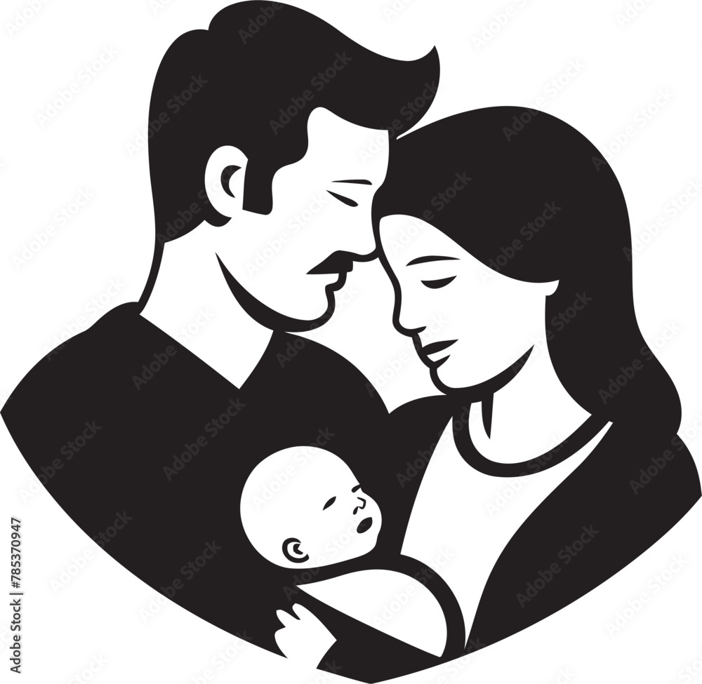 Vector Image Reflecting Family Bonding Husband, Wife, and Children