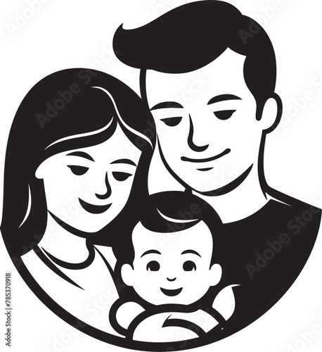 Vectorized Joy Husband, Wife, and Children in Togetherness