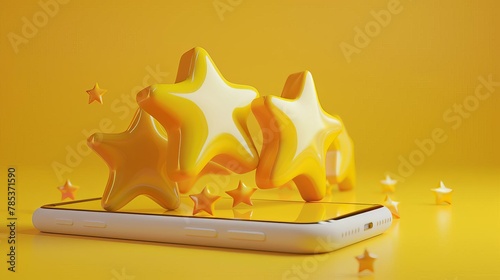 customer giving fivestar ratings on smartphone for excellent service 3d rendering photo
