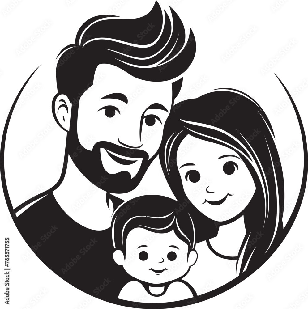 Love Illustrated Vector Illustration of Husband, Wife, and Children