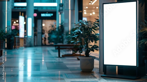 customizable digital signage screen mockup in public place blank display for advertising content photo