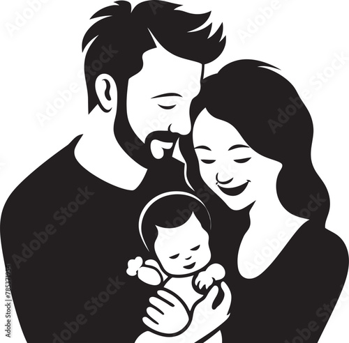 Parental Love in Vector Vector Illustration of Husband  Wife  and Children