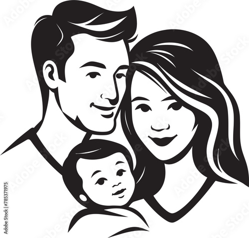 Cherished Family Moments Vector Art of Husband, Wife, and Children