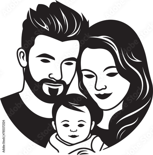 Family Connection in Art Husband, Wife, and Children Vector Graphic