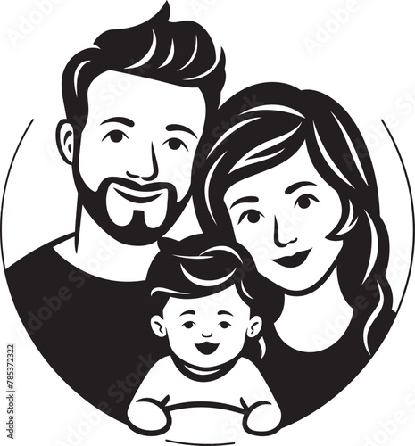 Cherished Family Moments Vector Art of Husband, Wife, and Children