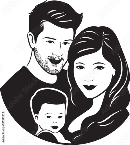 Family Joy Husband, Wife, and Children Vector Graphic