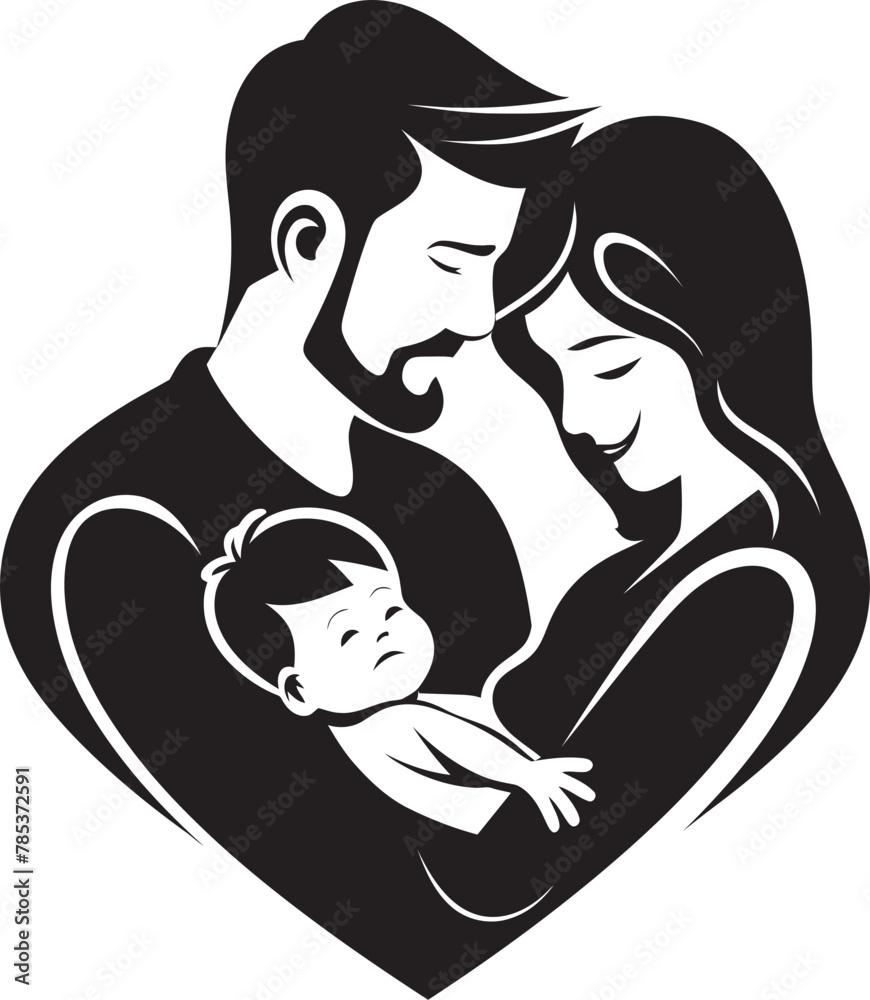 Capturing Family Bond Vector Illustration of Husband, Wife, and Children