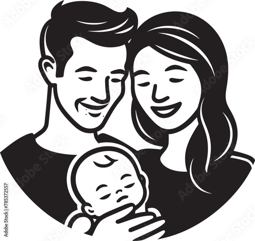 Family Affection Husband, Wife, and Children Vector Style