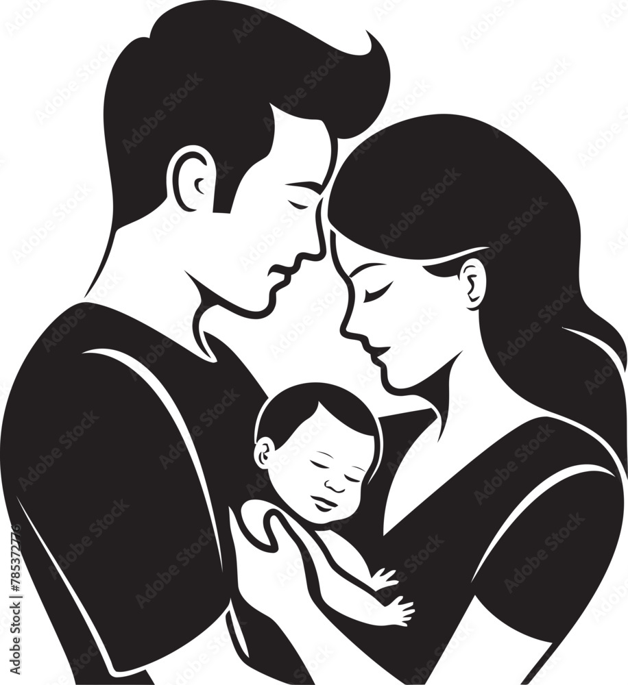 Vector Representation of a Joyful Husband, Wife, and Children