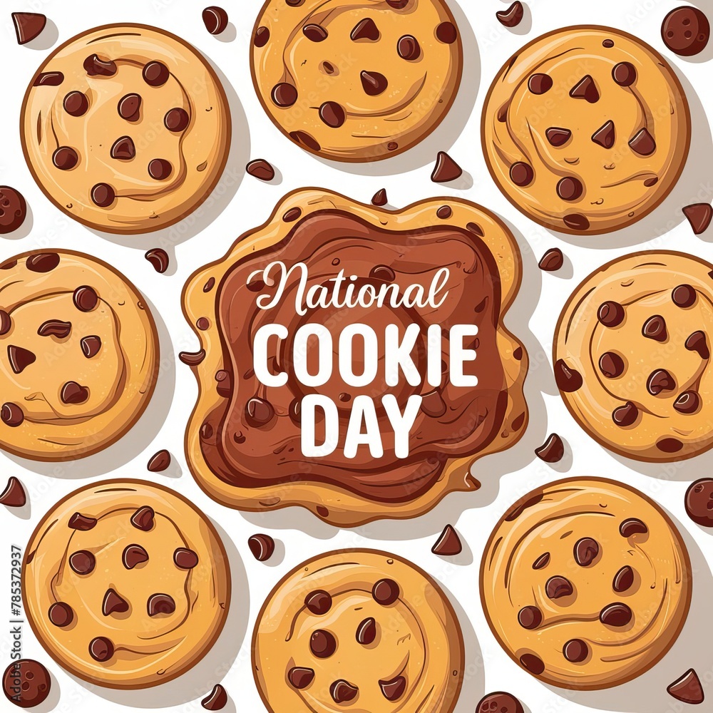 Fototapeta premium National Sugar Cookie Day, July 9. National Sugar Cookie Day Poster, Flat Design. National Sugar Cookie Day Post, Colorful Design. Happy, National Sugar Cookie Day vector. Cartoon Style, Poster,