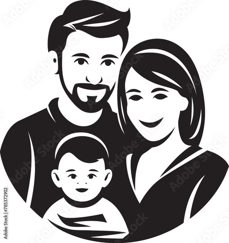 Vectorized Family Portrait Husband, Wife, and Children