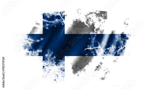 White background with torn flag of Finland