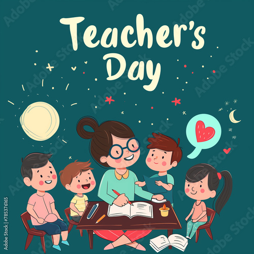 Teachers day poster illustration background