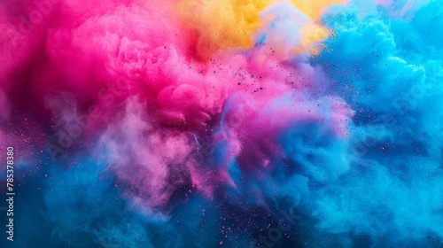 explosion of colorful powder paint for holi festival celebration abstract dust cloud illustration