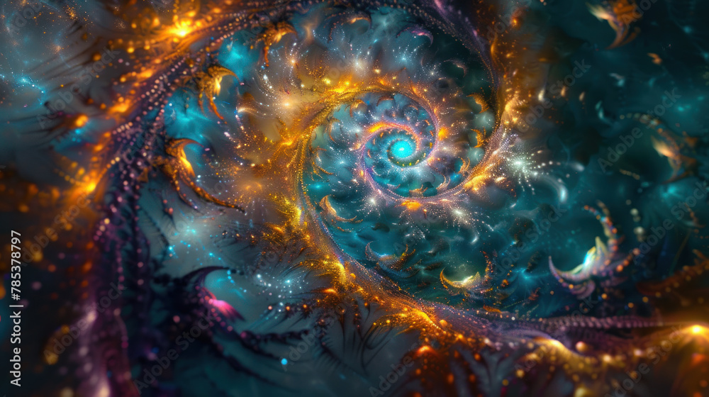 Abstract whirlpool of lights and colors in imaginary space
