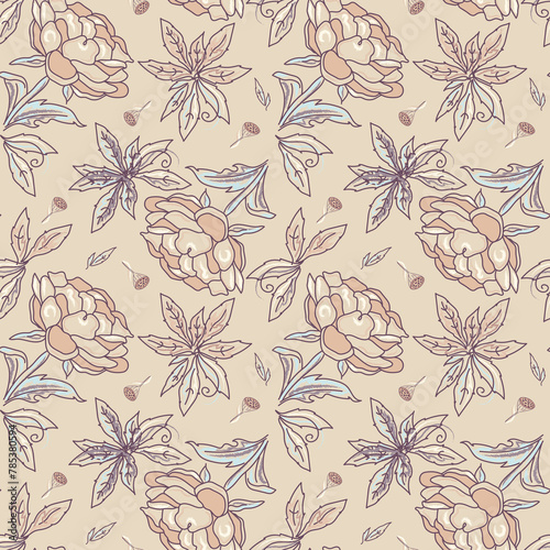 Floral pattern seamless background hand painted