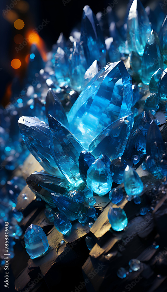 Beautiful blue crystal on black background. Closeup shot. Beautiful blue crystal on black background. Closeup shot.