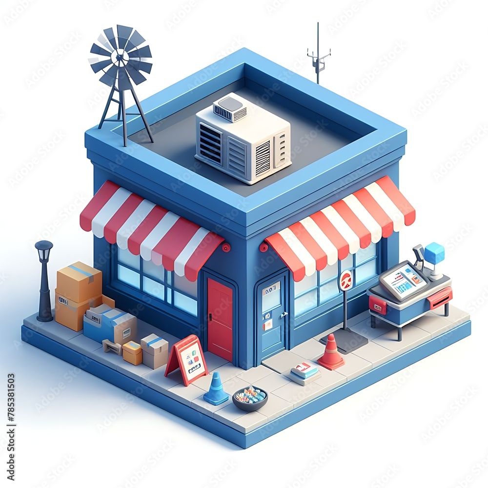 Fototapeta premium 3d store icon small business 
