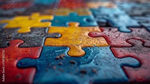 A multi-colored puzzle. Autism Recognition Day. The Art of Studying Autism