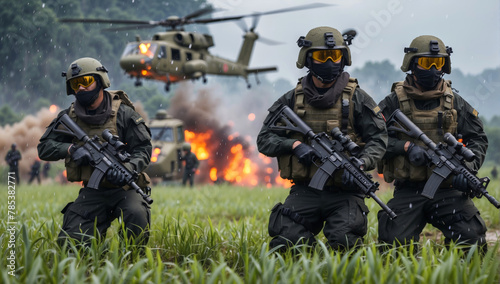 A soldier platoon in combat operations photo