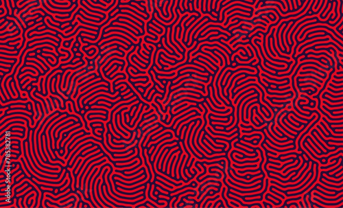 Black and red irregular organic lines turing pattern background design photo