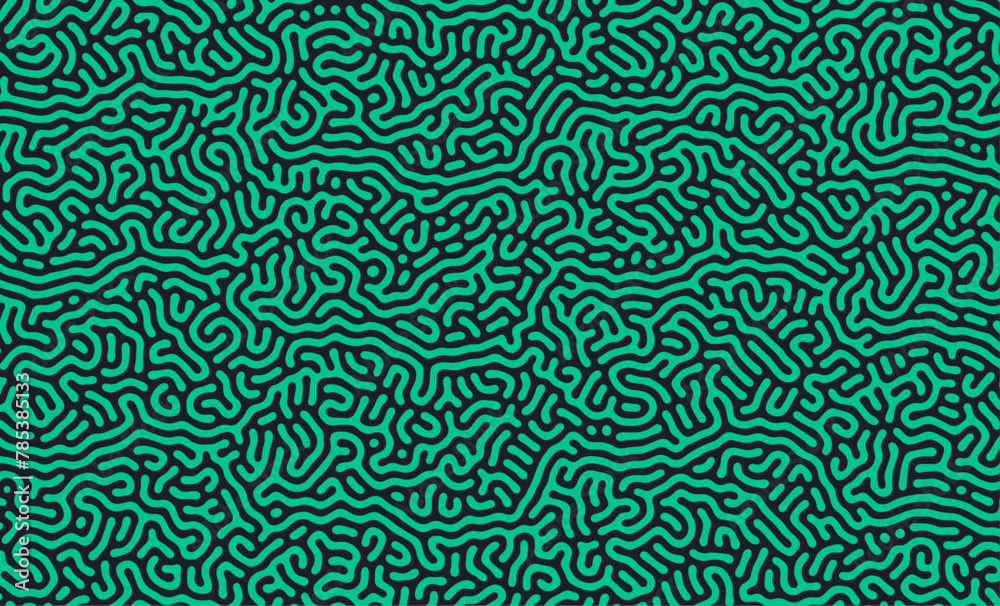 Black and green irregular organic lines turing pattern background design