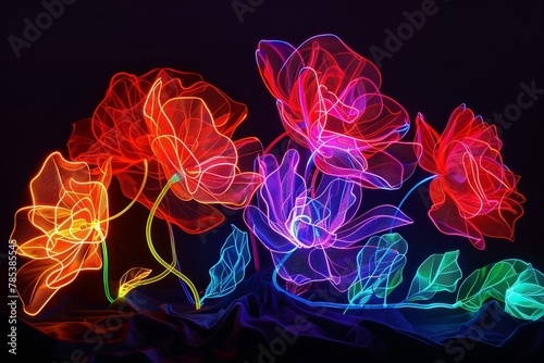 /imagine: prompt: neon glowing flowers, intricate, colorful, 8k photo