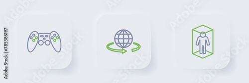 Set line 3d modeling, and Gamepad icon. Vector