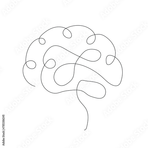 One line brain design silhouette.Logo design. Hand drawn minimalism style. vector.