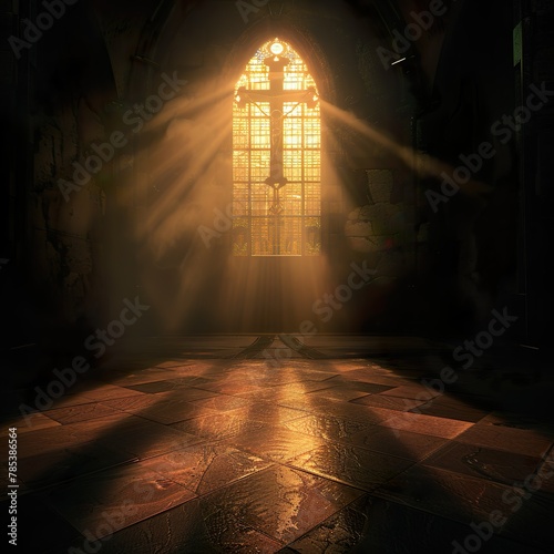 Ein Symbolfoto für Religion mit Lichtstrahlen photo
