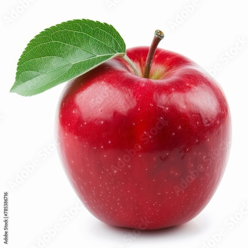 A Perfectly Ripe Red Apple, Expertly Captured and Isolated Against a Clean White Background