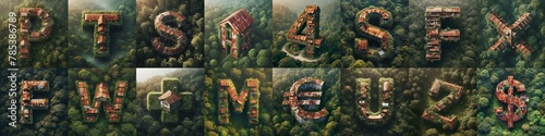 House in jungle lettering. AI generated illustration