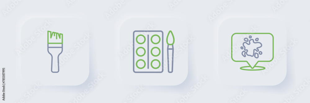 Set line Paint spray, Watercolor paints box and brush icon. Vector Set line Paint spray, Watercolor paints box and brush icon. Vector