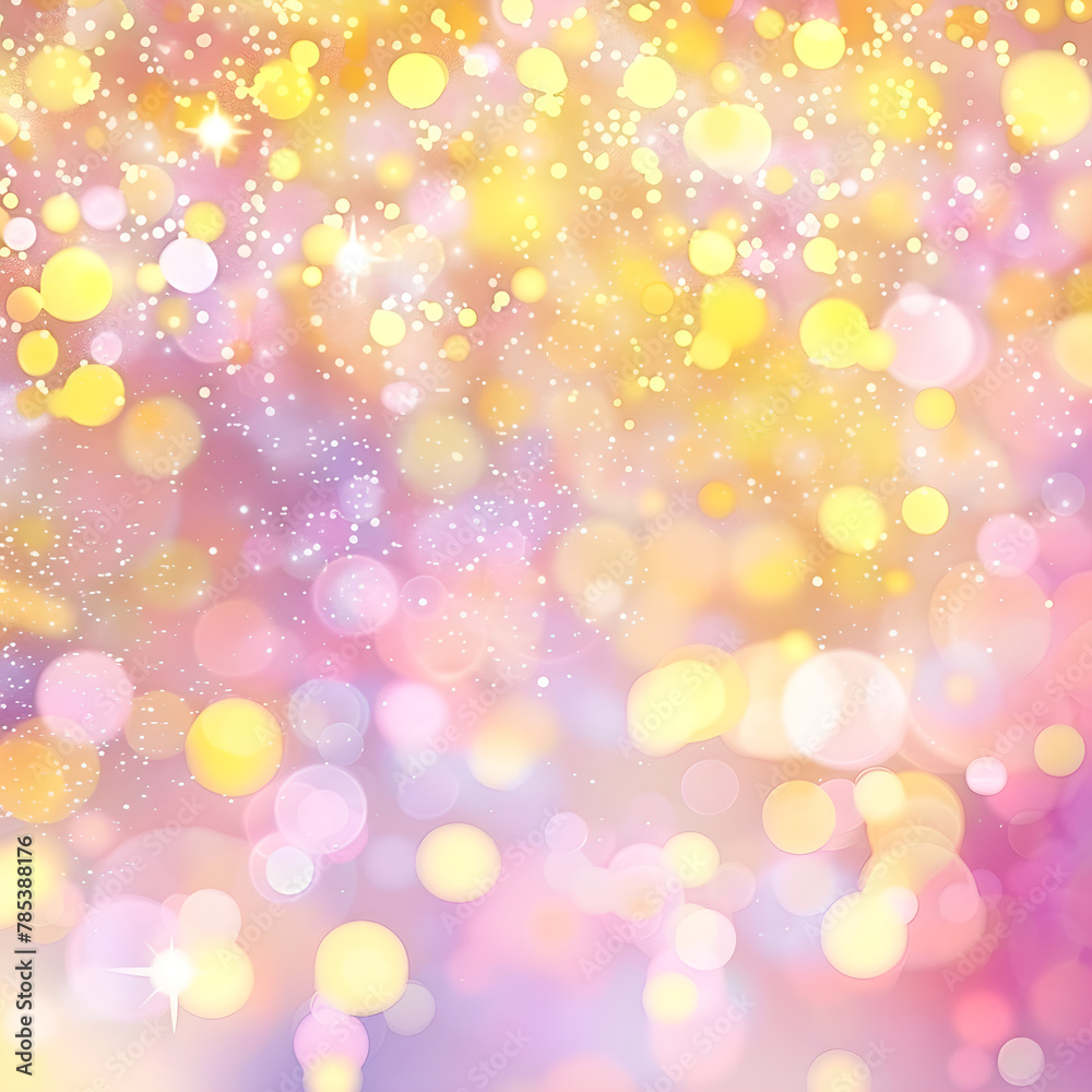 Pink and Yellow	Glittering Lights with Dreamy Bokeh, 	banner, background for event invitation, New Year's or Christmas decoration, Party Time, Festival	Holiday, Birthday, Space for text