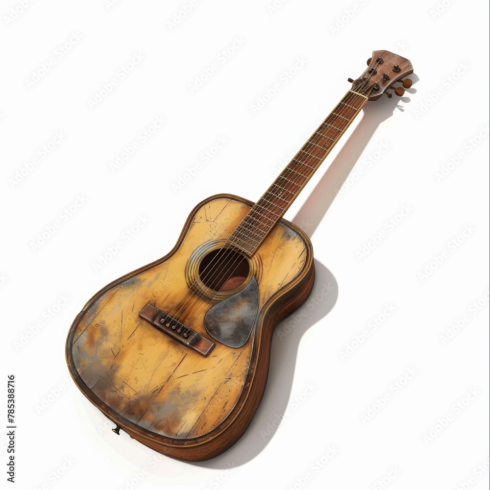 Fototapeta premium 2D video game asset, Guitar. Single object, white background